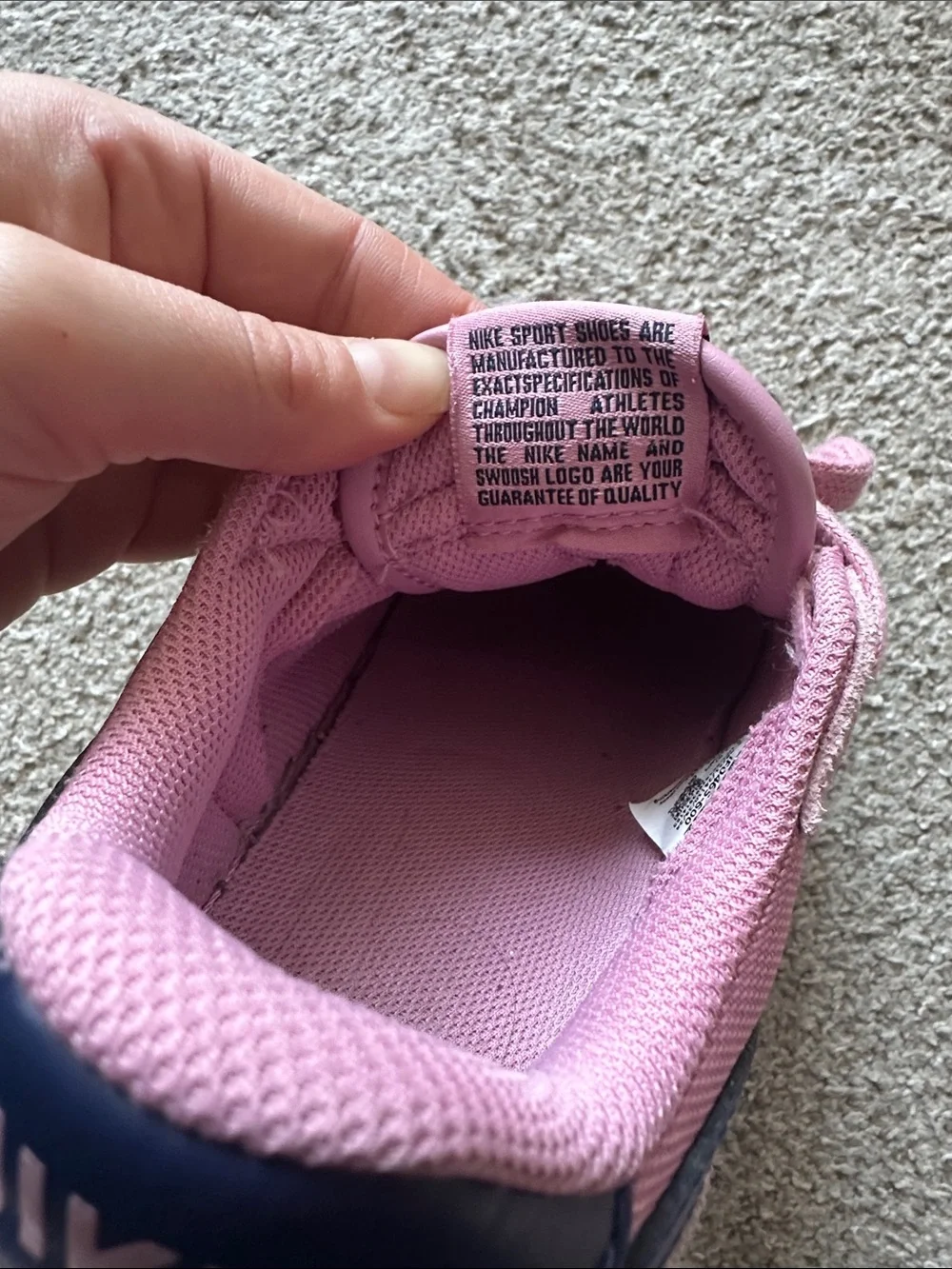 Nike Kids Pink Sneakers with Navy Swoosh